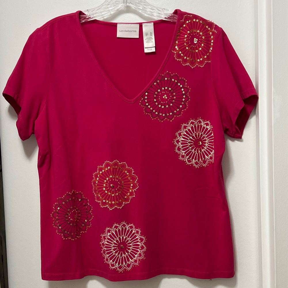LIZ CLAIBORNE Embellished Tee